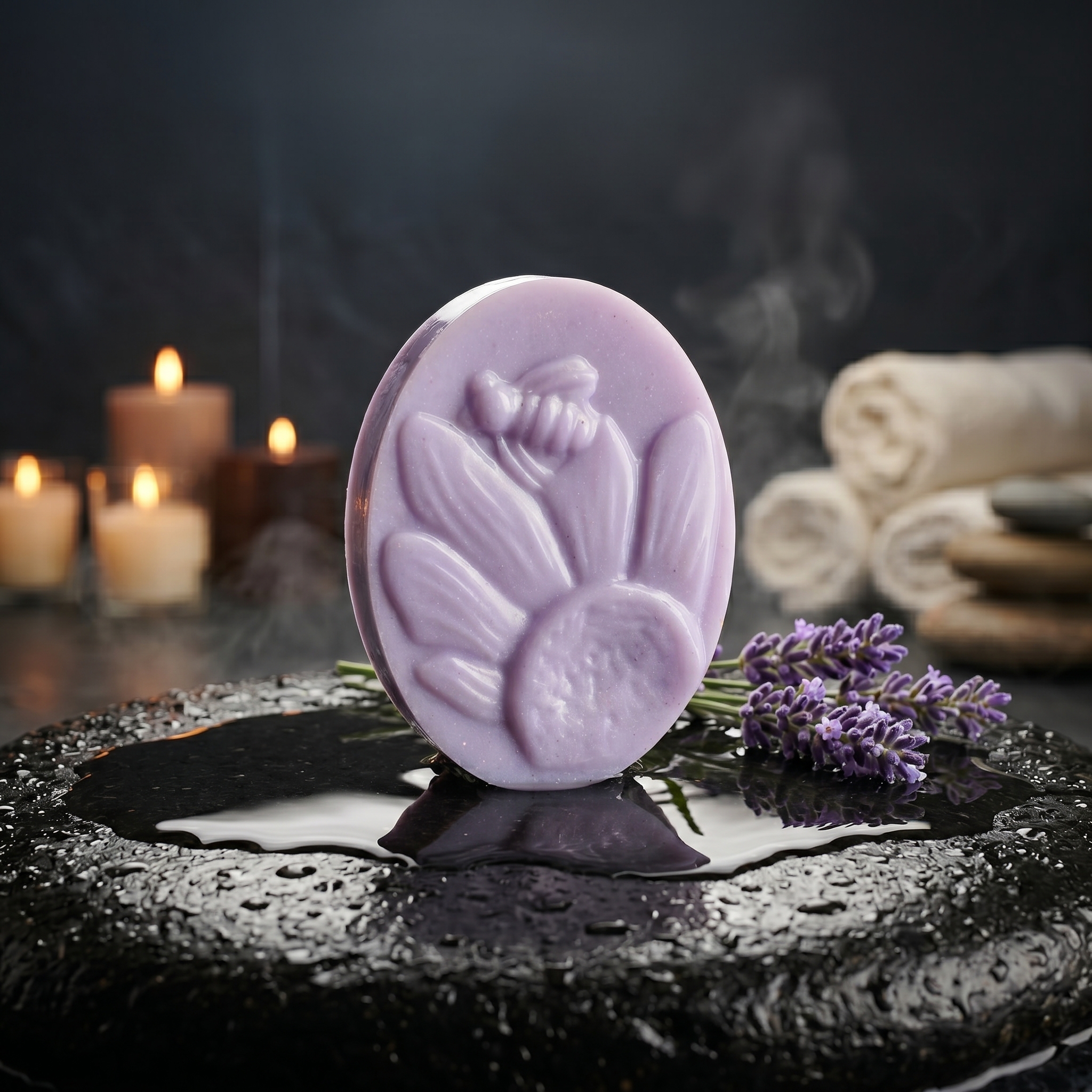 Purple Bloom Calming Floral Soap (90gm) alternate view — Kuaxi Essentials