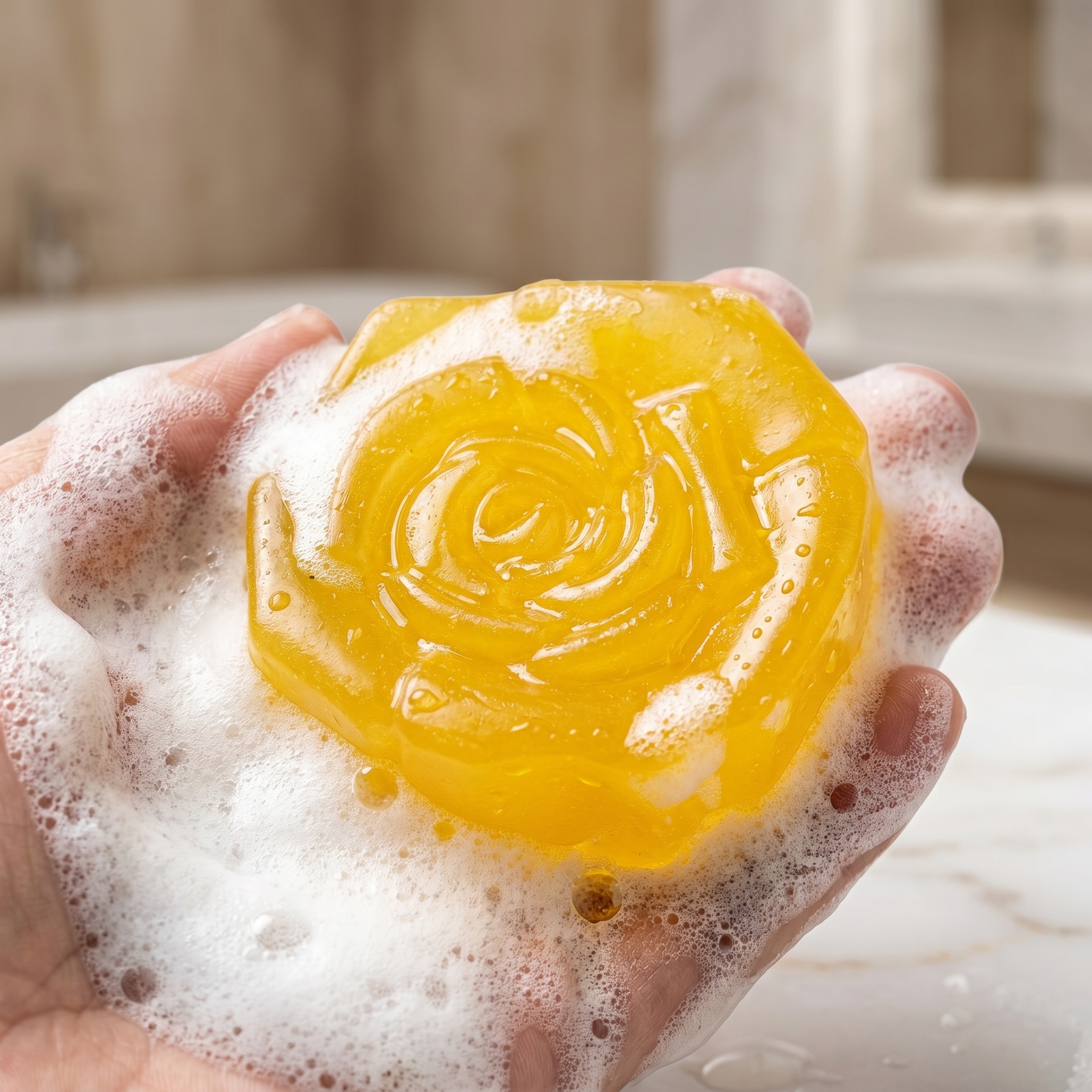 Luxury Yellow Rose Translucent Bath Soap alternate view — Kuaxi Essentials