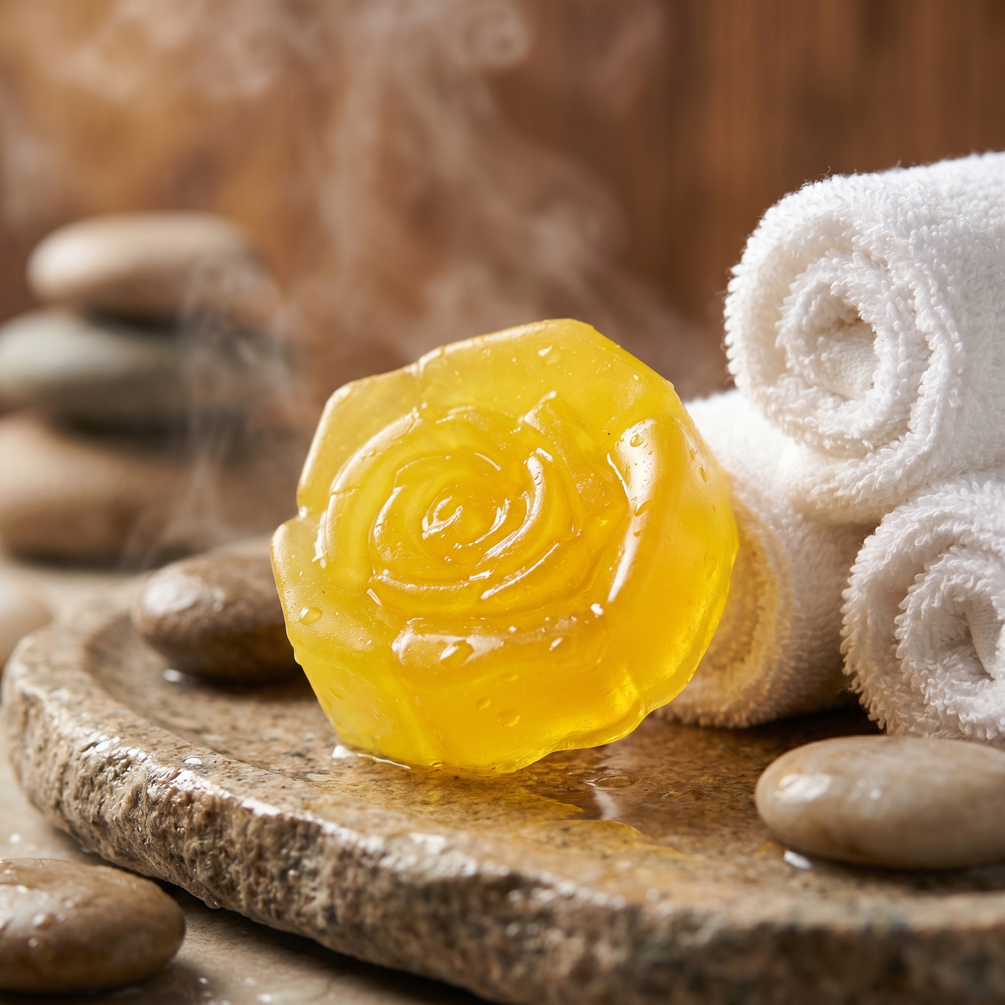 Luxury Yellow Rose Translucent Bath Soap — Kuaxi Essentials Handcrafted Soap